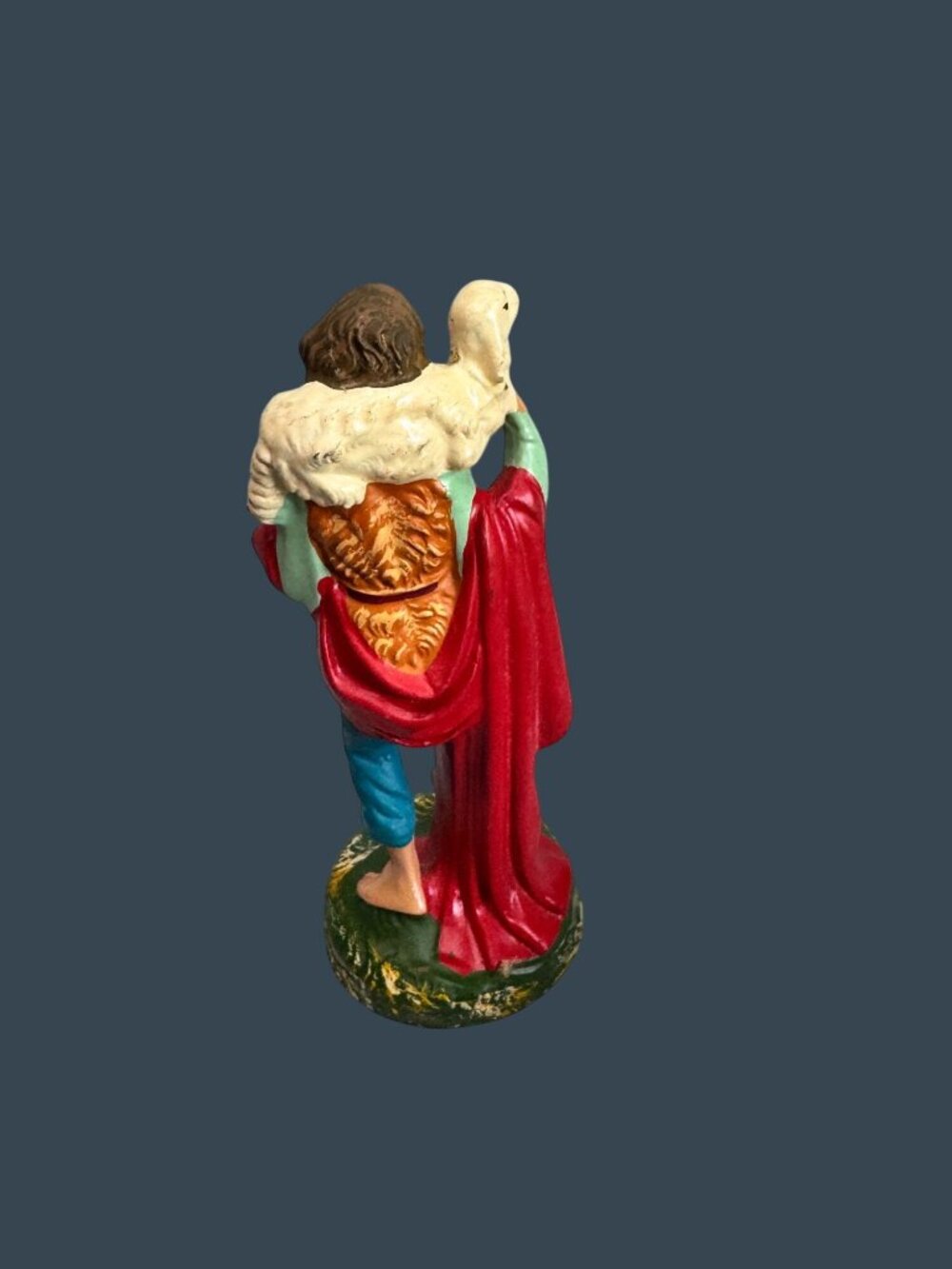 Vintage Italy Paper Mache Shepherd w Sheep Nativity Figure 8" Scale - Picture 6 of 11